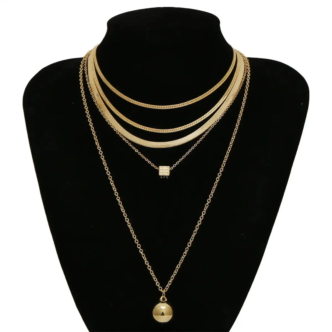 LOVCIA Golden Elegance Ball Pendant Necklace for Women - Elevate Your Style