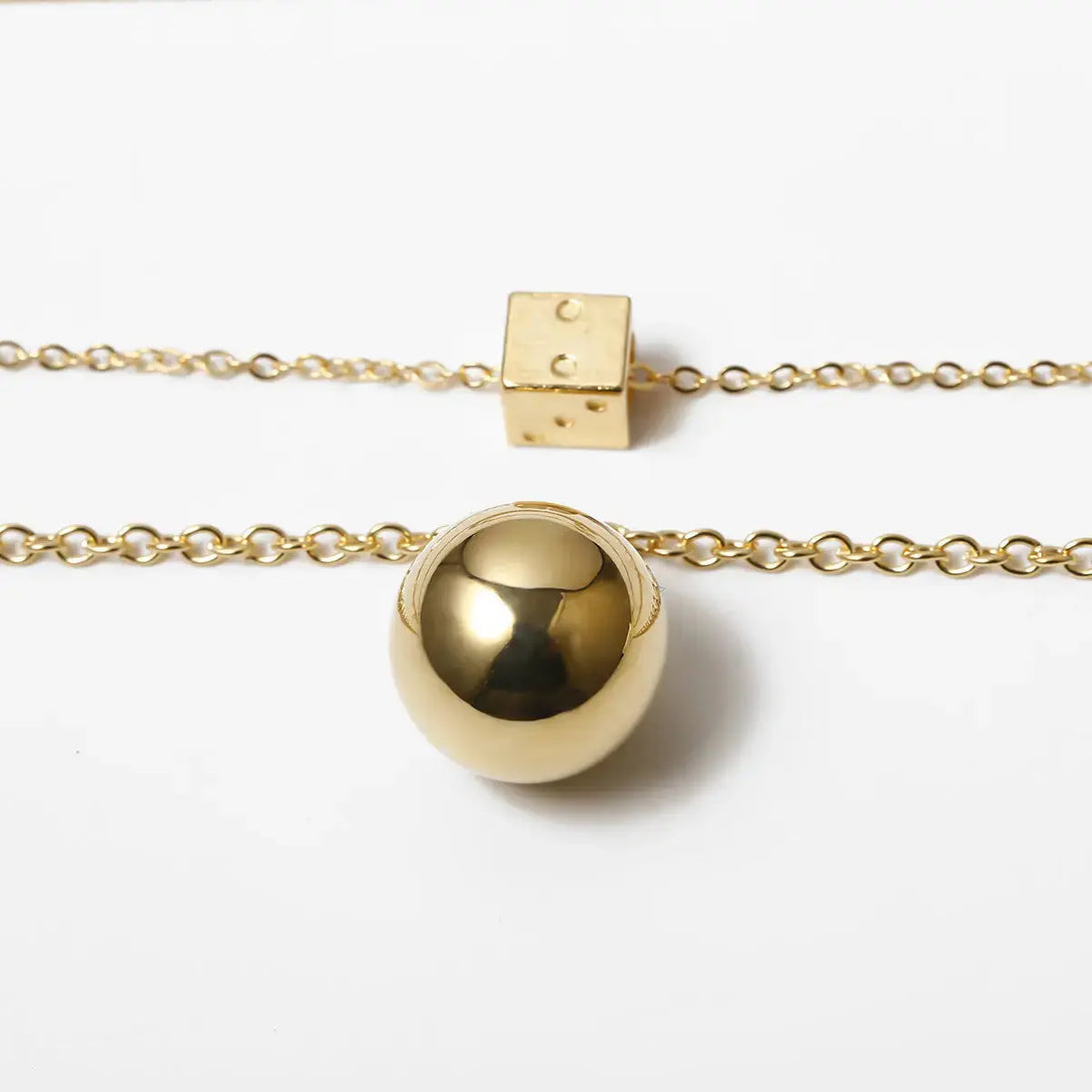 LOVCIA Golden Elegance Ball Pendant Necklace for Women - Elevate Your Style