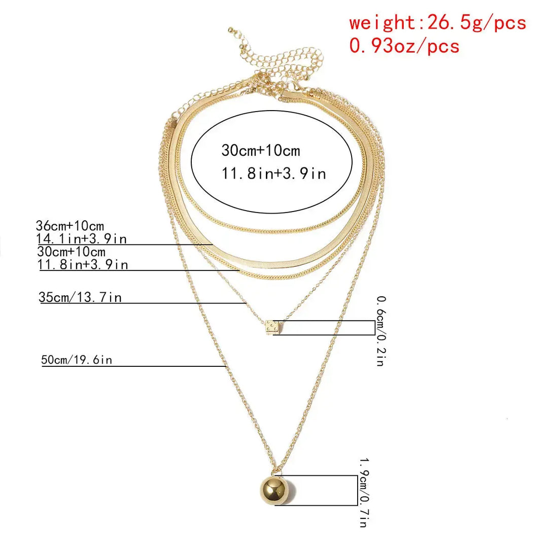LOVCIA Golden Elegance Ball Pendant Necklace for Women - Elevate Your Style