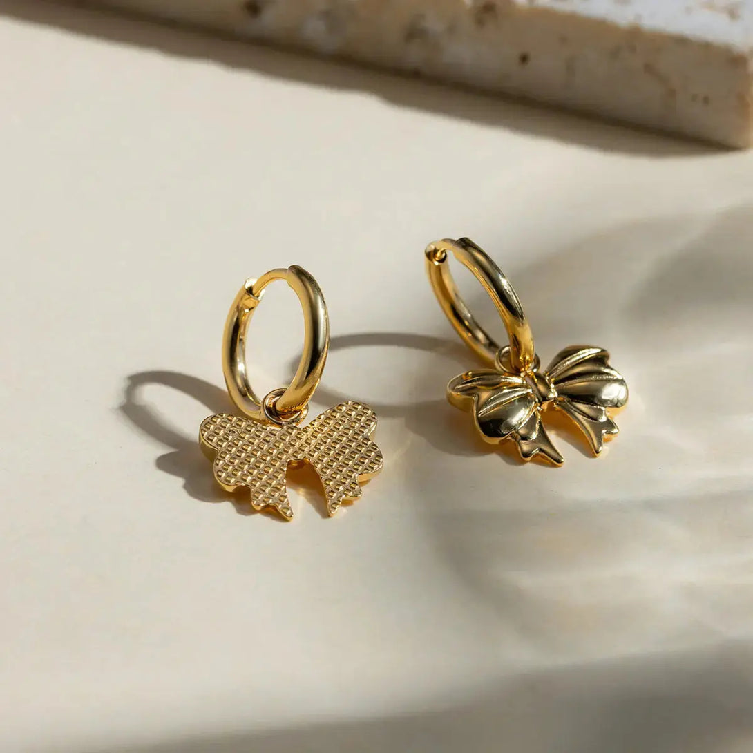 Lovcia Golden Elegance Bow Earrings – 18K Gold-Plated for Women-Earrings-Gold-One Size-Gold