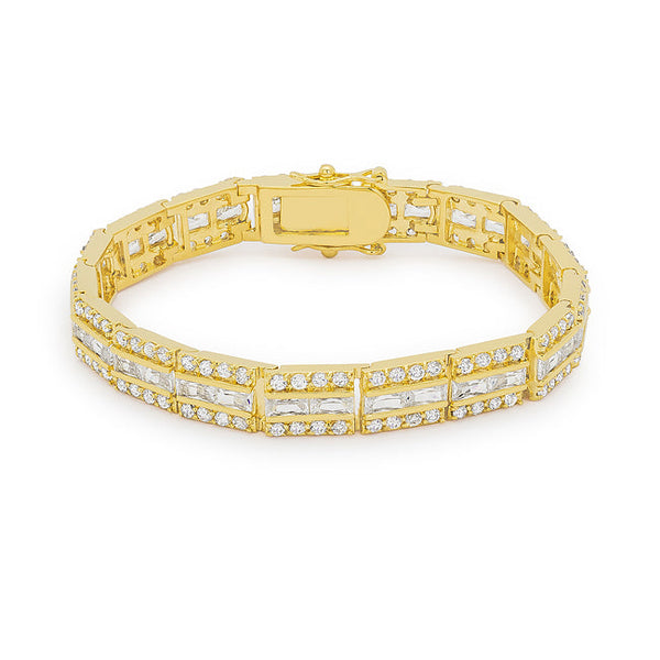 Lovcia Golden Elegance Triple-Row Cubic Zirconia Bracelet-Bracelets-
