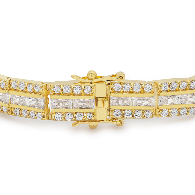 Lovcia Golden Elegance Triple-Row Cubic Zirconia Bracelet-Bracelets-