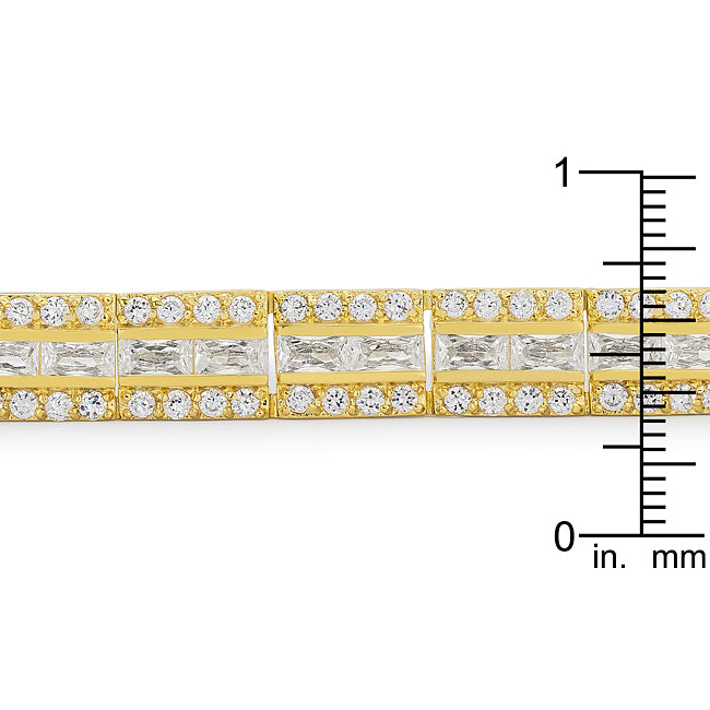 Lovcia Golden Elegance Triple-Row Cubic Zirconia Bracelet-Bracelets-