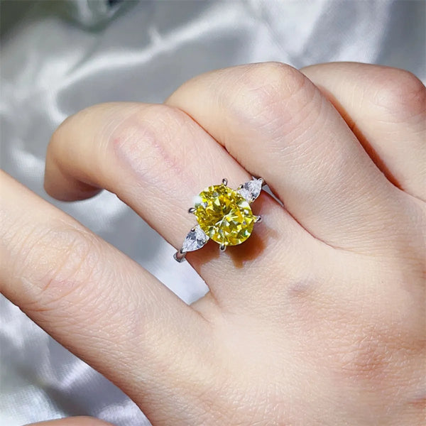 Lovcia Golden Facets 3 Carat Moissanite 925 Sterling Silver Ring for Women - Pastel Yellow-5- - Buy latest trendy Rings for Women and Girls
