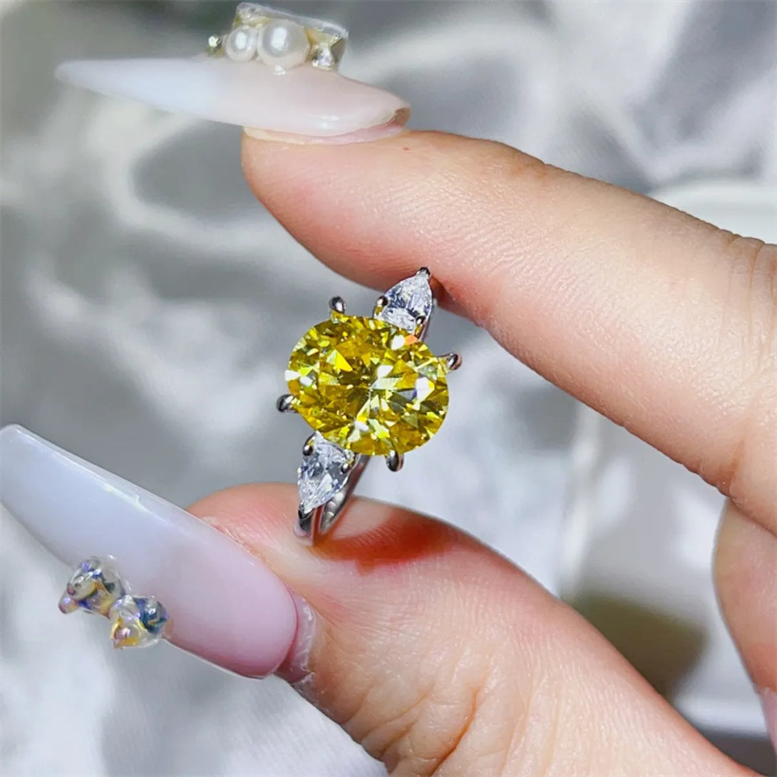Lovcia Golden Facets 3 Carat Moissanite 925 Sterling Silver Ring for Women - Pastel Yellow-5- - Buy latest trendy Rings for Women and Girls