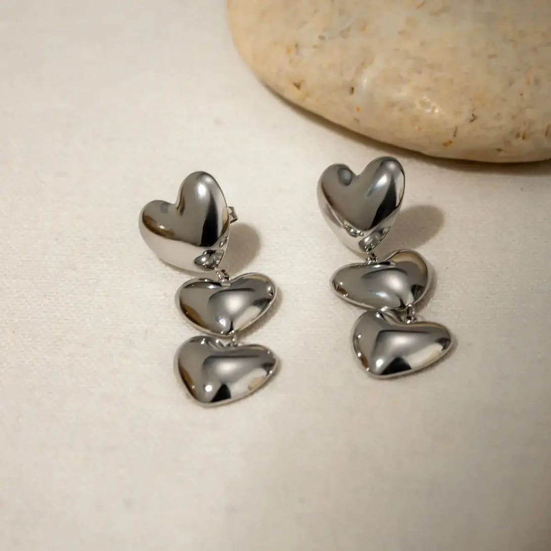 Lovcia Golden Heart Stainless Steel Earrings for Women-Earrings-Gold-One Size-Gold