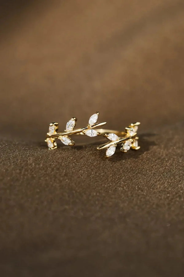Lovcia Golden Leaf 925 Sterling Silver Leaf Open Ring for Women - Gold-7- - Buy latest trendy Rings for Women and Girls