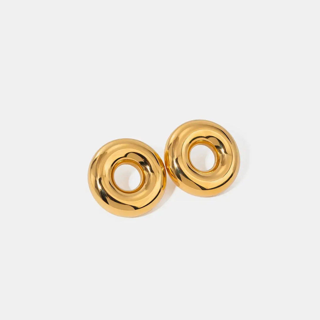 Lovcia Golden-Plated Stainless Steel Circle Earrings for Women-Earrings-Gold-One Size-Gold