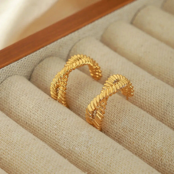 Lovcia Golden-Plated Titanium Steel Geometric Earrings for Women-Earrings-Gold-One Size-Gold