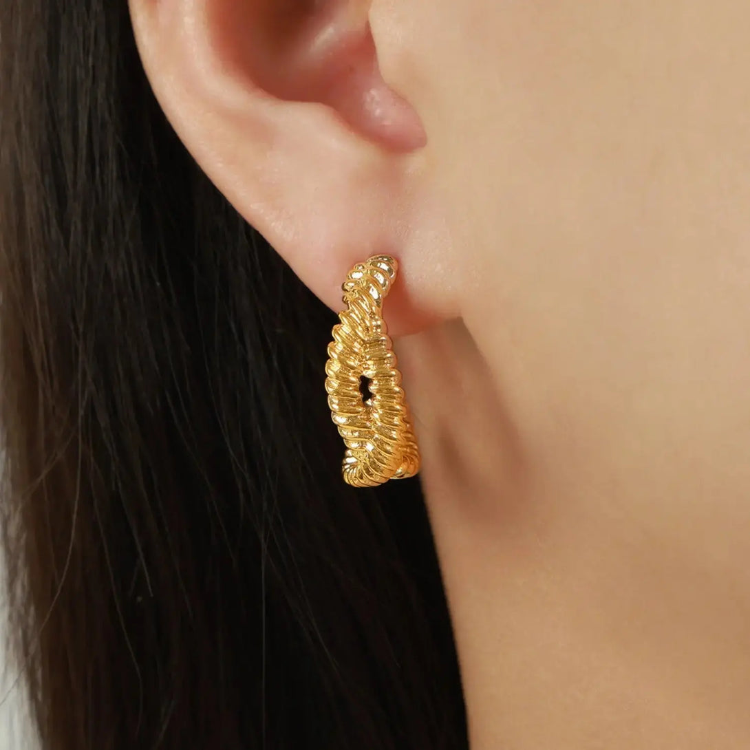 Lovcia Golden-Plated Titanium Steel Geometric Earrings for Women-Earrings-Gold-One Size-Gold