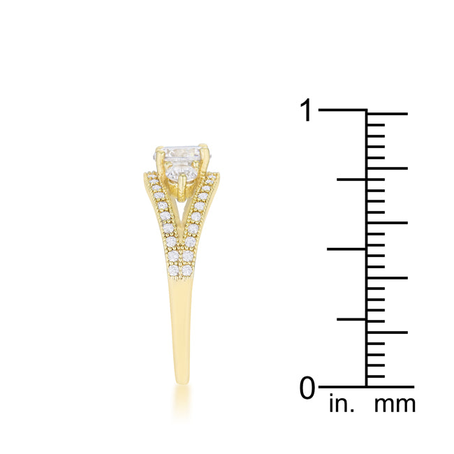 Lovcia Golden Shine 14k Gold Trio Ring with 1.1ct CZ-Rings-5-5