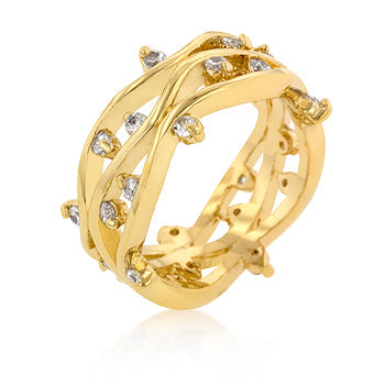 Lovcia Golden Vine Band with Cubic Zirconia Buds-Rings-5-5