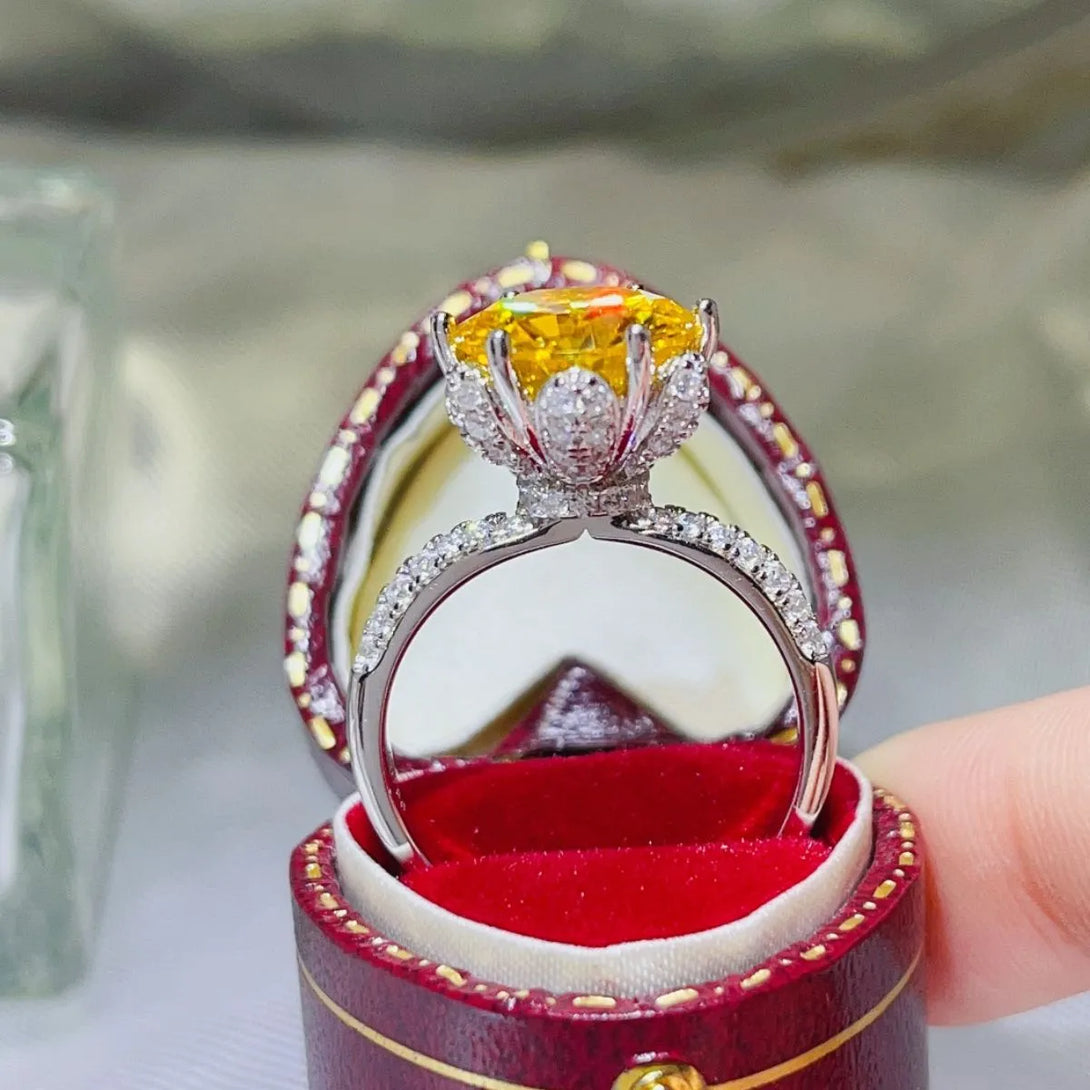 Lovcia Golden-Yellow 5 Carat Moissanite 925 Sterling Silver Ring for Women - Yellow-5- - Buy latest trendy Rings for Women and Girls