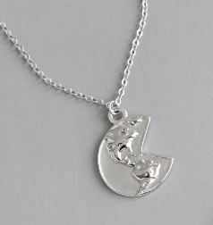 Lovcia Goldtone 925 Sterling Silver Bean Pendant Necklace-Necklaces-Rhodium-Rhodium