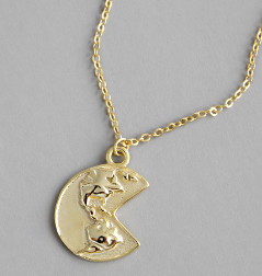 Lovcia Goldtone 925 Sterling Silver Bean Pendant Necklace-Necklaces-Yellow Gold-Yellow Gold