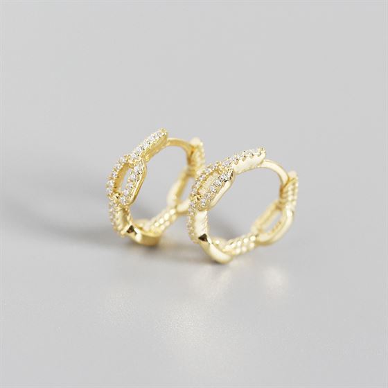 Lovcia Goldtone 925 Sterling Silver CZ Huggie Hoops-Earrings-Yellow Gold-Yellow Gold