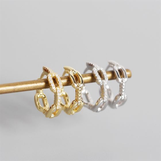 Lovcia Goldtone 925 Sterling Silver CZ Huggie Hoops-Earrings-Yellow Gold-Yellow Gold