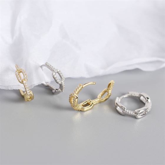 Lovcia Goldtone 925 Sterling Silver CZ Huggie Hoops-Earrings-Yellow Gold-Yellow Gold