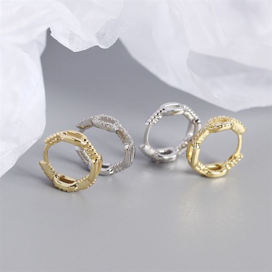 Lovcia Goldtone 925 Sterling Silver CZ Huggie Hoops-Earrings-Yellow Gold-Yellow Gold