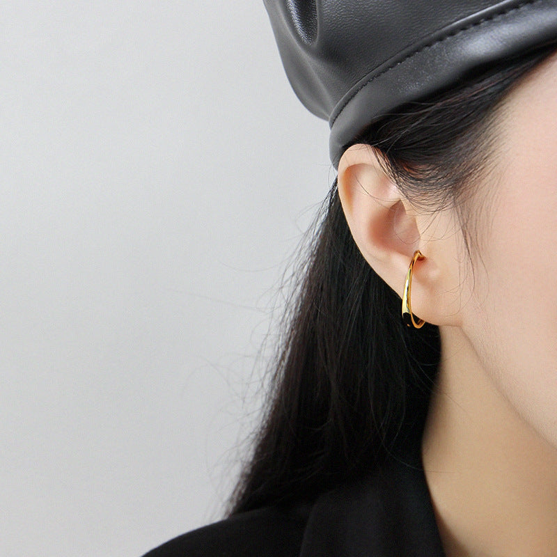 Lovcia Goldtone 925 Sterling Silver Nonpierced Earring 23mm-Earrings-Silver (Single)-Silver (Single)