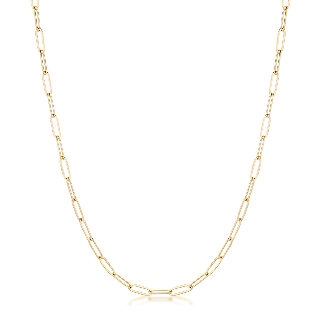 Lovcia Goldtone Petite Paperclip Chain Necklace with Extender-Necklaces-16 inch-16 inch
