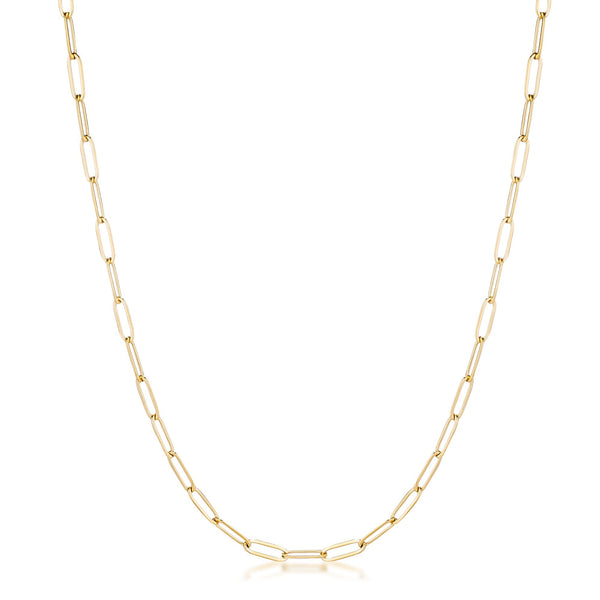 Lovcia Goldtone Petite Paperclip Chain Necklace with Extender-Necklaces-16 inch-16 inch