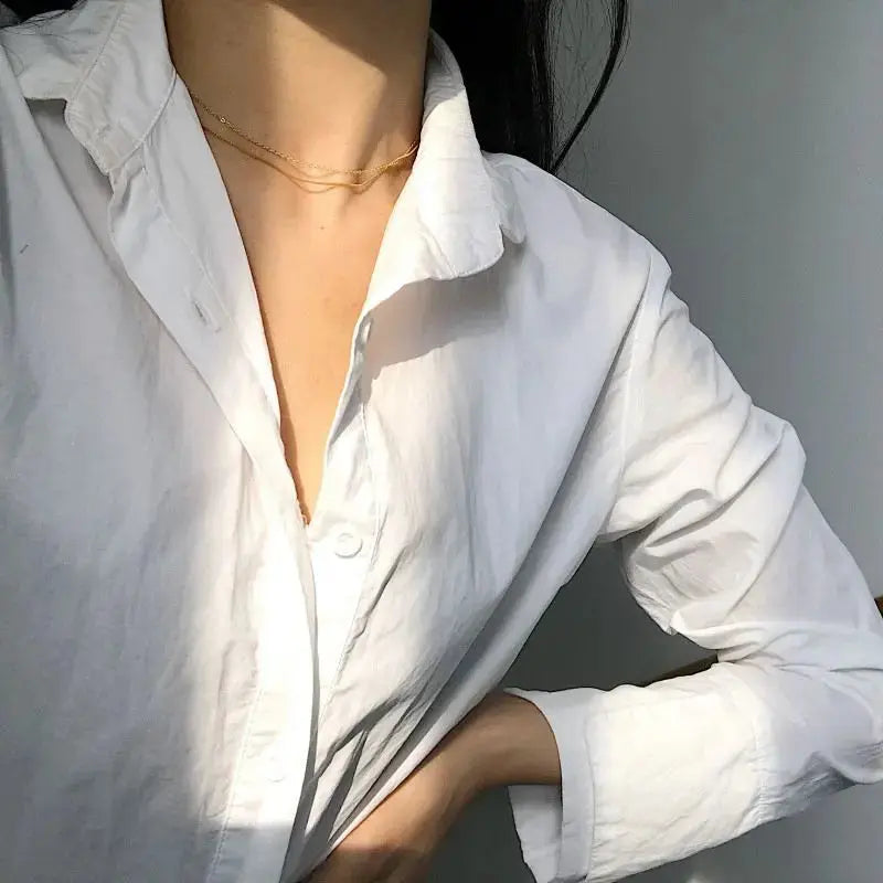 LOVCIA Golen Double Layer Box Chain 925 Sterling Silver Necklace