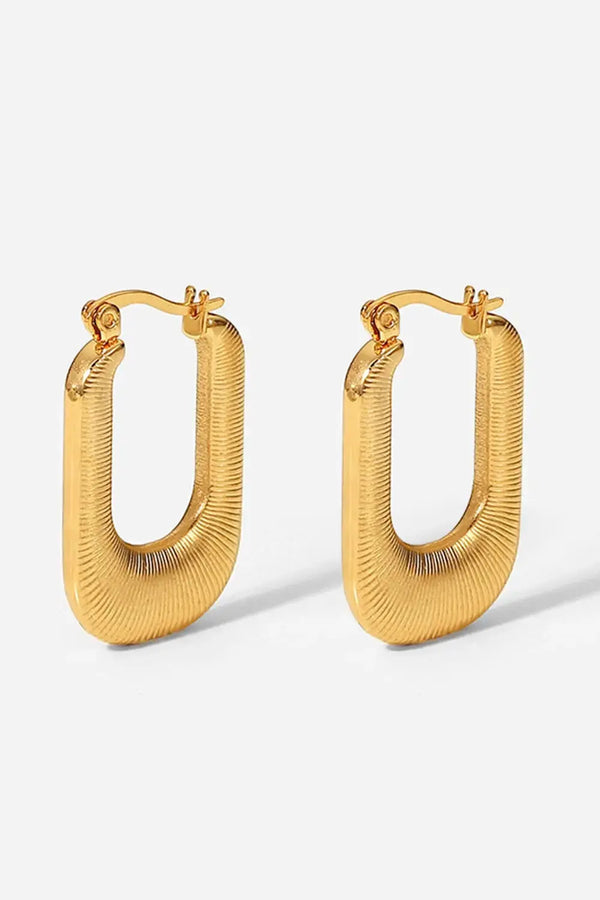 Lovcia Good Luck Charm Screw-Thread U-Shaped Earrings-Earrings-Gold-One Size-Gold