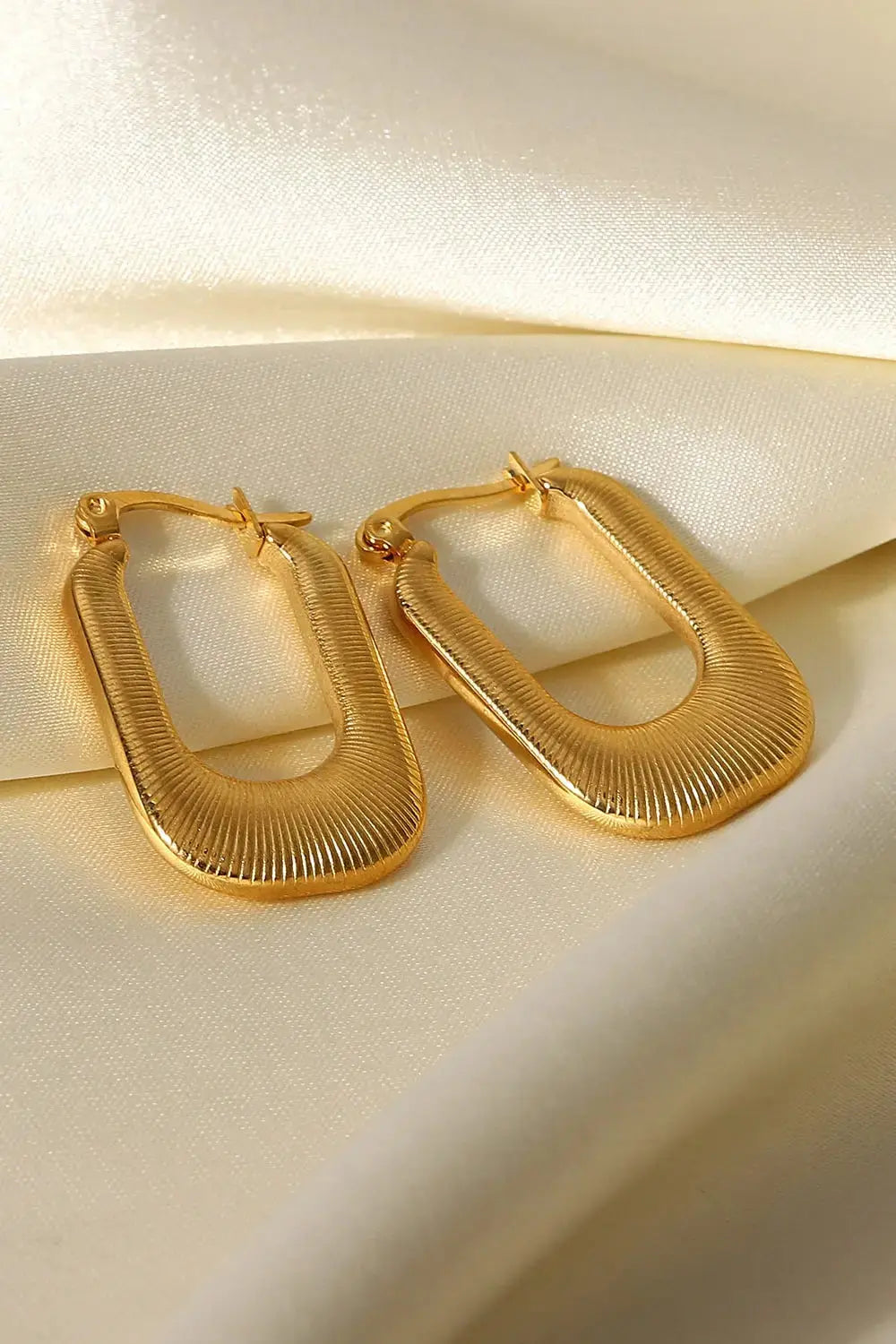 Lovcia Good Luck Charm Screw-Thread U-Shaped Earrings-Earrings-Gold-One Size-Gold