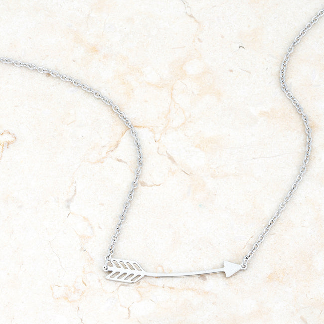 Lovcia Graceful Arianna Stainless Steel Arrow Pendant Necklace-Necklaces-