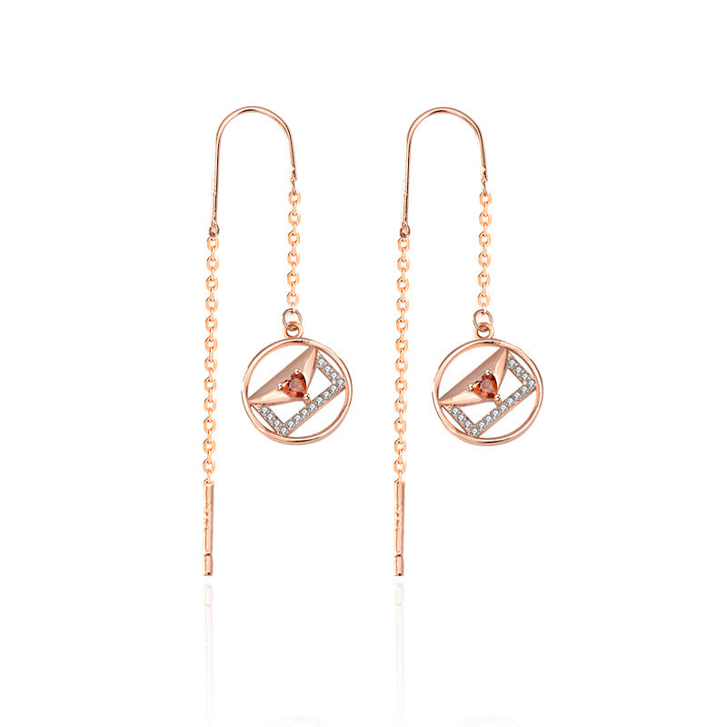 Lovcia Graceful CZ Envelope Design 925 Sterling Silver Drop Earrings for Women-Earrings-Rose Gold-Rose Gold
