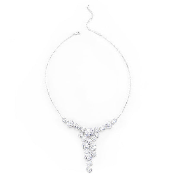 Lovcia Graceful Oval-Cut Cubic Zirconia Statement Necklace-Necklaces-
