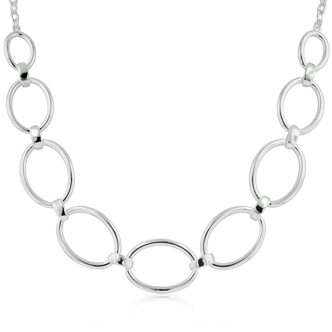 Lovcia Graceful Rhodium-Plated Oval Link Necklace-Necklaces-
