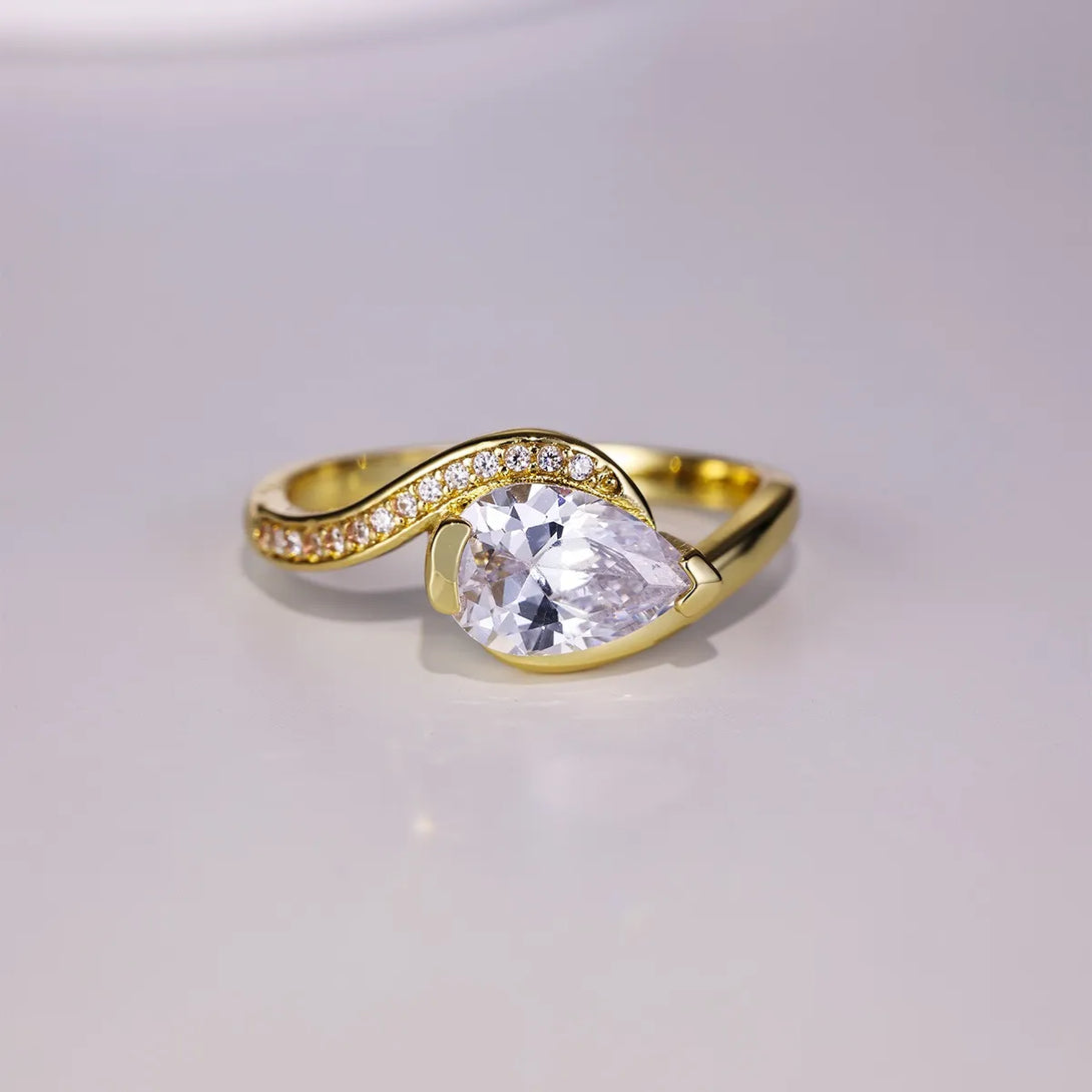 Lovcia Graceful Twist 1.5 Carat Moissanite 925 Sterling Silver Ring for Women - Gold-6- - Buy latest trendy Rings for Women and Girls
