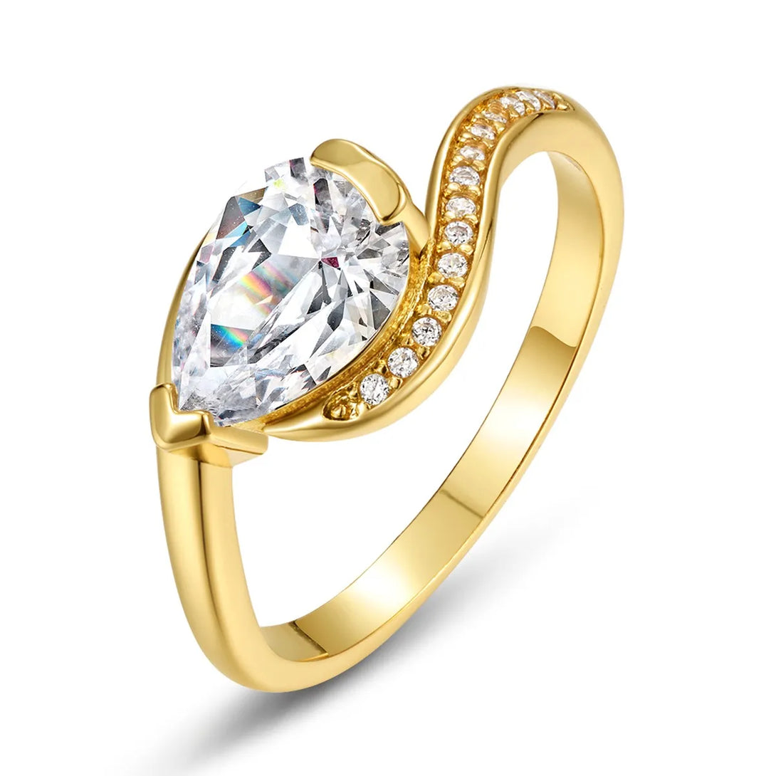 Lovcia Graceful Twist 1.5 Carat Moissanite 925 Sterling Silver Ring for Women - Gold-6- - Buy latest trendy Rings for Women and Girls