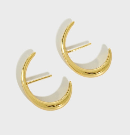 Lovcia Graduation C Shape Gold Plated 925 Earrings-Earrings-Yellow Gold-