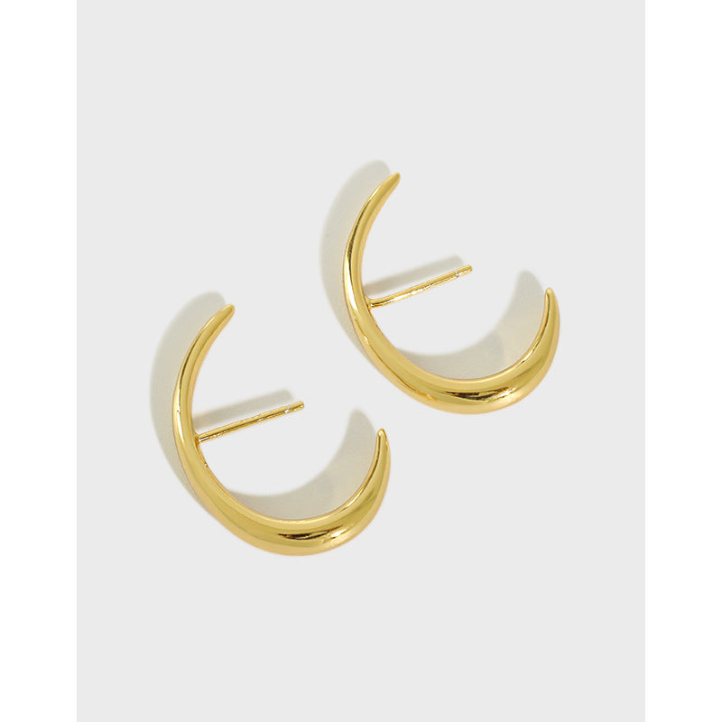 Lovcia Graduation C Shape Gold Plated 925 Earrings-Earrings-Yellow Gold-Yellow Gold
