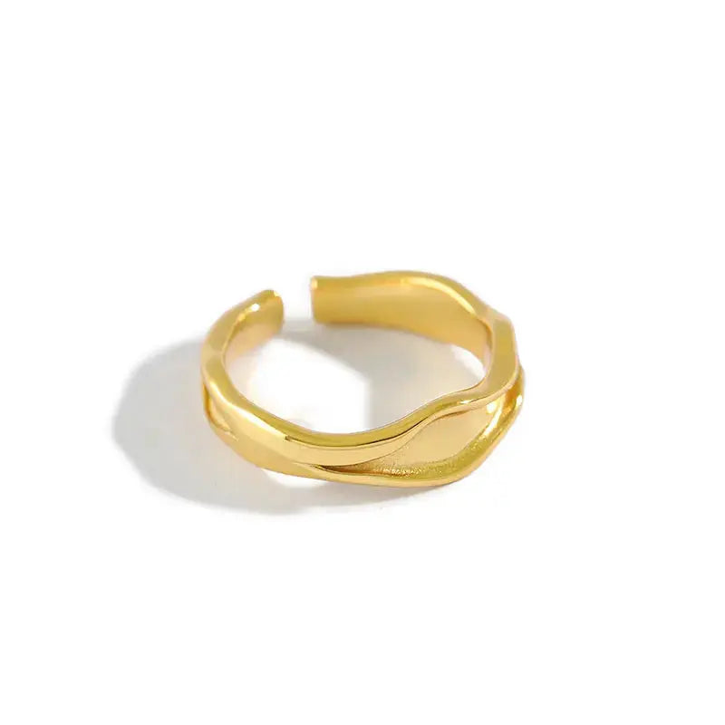 Lovcia Graduation Irregular River 925 Sterling Silver Adjustable Ring-Rings-Yellow Gold-Yellow Gold
