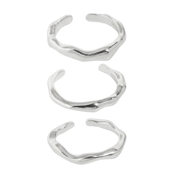 Lovcia Graduation Irregular Wave 925 Sterling Silver Ring-Rings-B010-B010