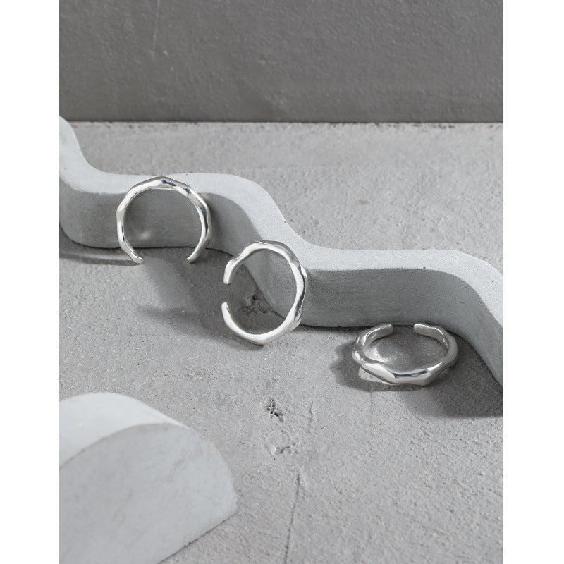 Lovcia Graduation Irregular Wave 925 Sterling Silver Ring-Rings-B010-B010