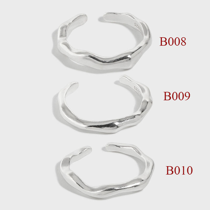 Lovcia Graduation Irregular Wave 925 Sterling Silver Ring-Rings-B010-B010