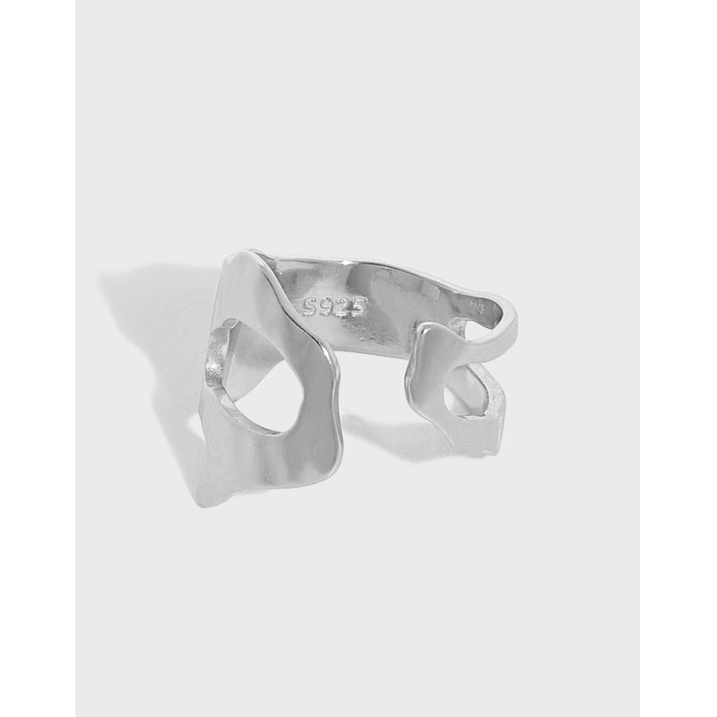 Lovcia Graduation Ring Irregular Hollow Adjustable 925 Gold-Rings-Yellow Gold-Yellow Gold