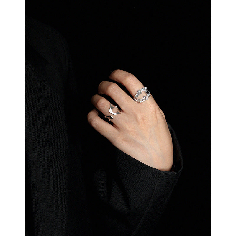 Lovcia Graduation Ring Irregular Hollow Adjustable 925 Gold-Rings-Yellow Gold-Yellow Gold