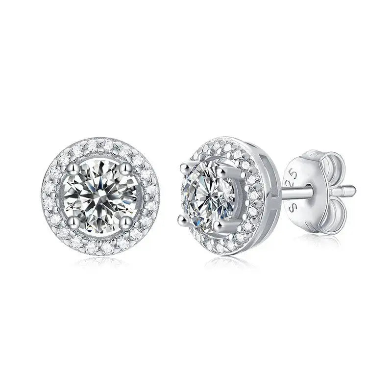 Lovcia Graduation Round Moissanite CZ Simple 925 Sterling Silver Stud Earrings-Earrings-0.5 ct ( Certificate Included )-0.5 ct ( Certificate Included )