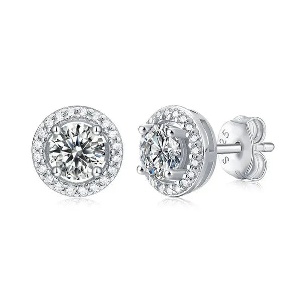 Lovcia Graduation Round Moissanite CZ Simple 925 Sterling Silver Stud Earrings-Earrings-0.5 ct ( Certificate Included )-0.5 ct ( Certificate Included )