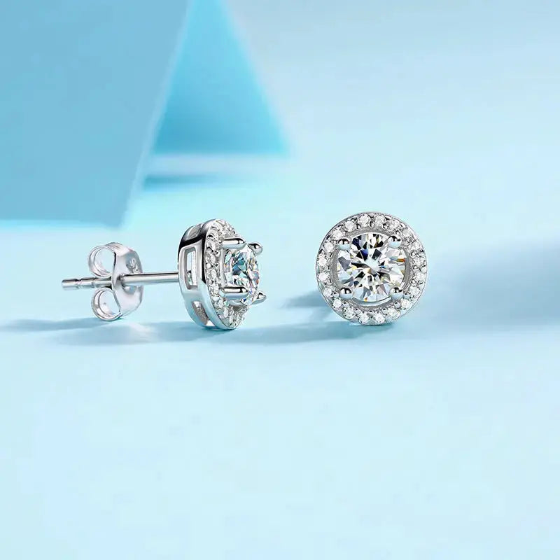 Lovcia Graduation Round Moissanite CZ Simple 925 Sterling Silver Stud Earrings-Earrings-0.5 ct ( Certificate Included )-0.5 ct ( Certificate Included )