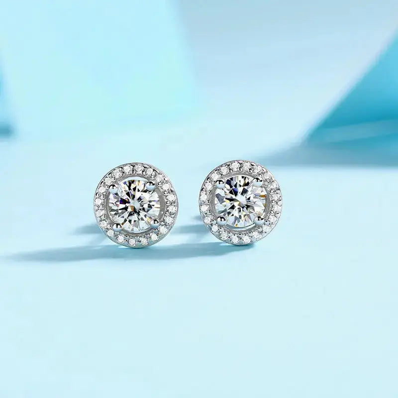 Lovcia Graduation Round Moissanite CZ Simple 925 Sterling Silver Stud Earrings-Earrings-0.5 ct ( Certificate Included )-0.5 ct ( Certificate Included )