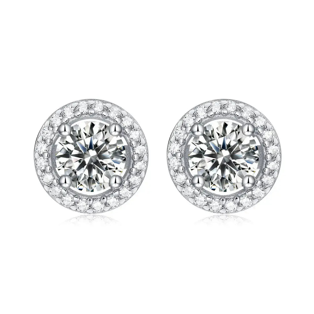 Lovcia Graduation Round Moissanite CZ Simple 925 Sterling Silver Stud Earrings-Earrings-0.5 ct ( Certificate Included )-0.5 ct ( Certificate Included )