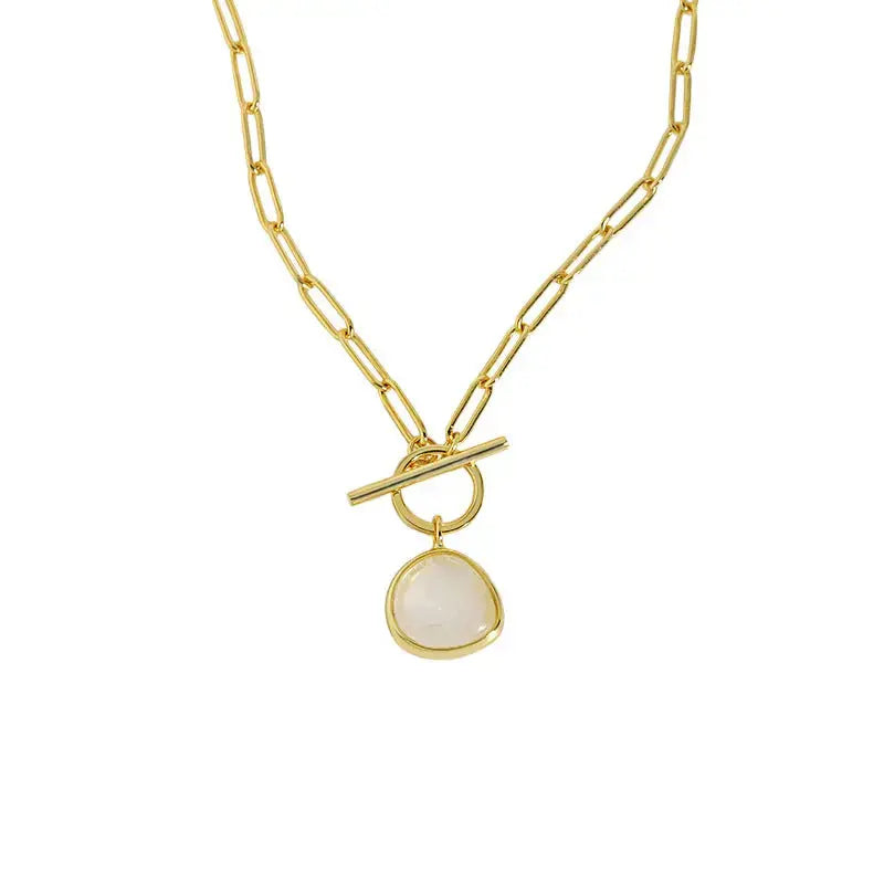 Lovcia Graduation Round Natural Crystal OT Hollow Chain 925 Sterling Silver Necklace-Necklaces-Rhodium-Rhodium