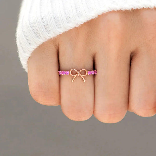 Lovcia Grandeur Collection 925 Sterling Silver Bow Ring for Women - Rose Gold-6- - Buy latest trendy Rings for Women and Girls